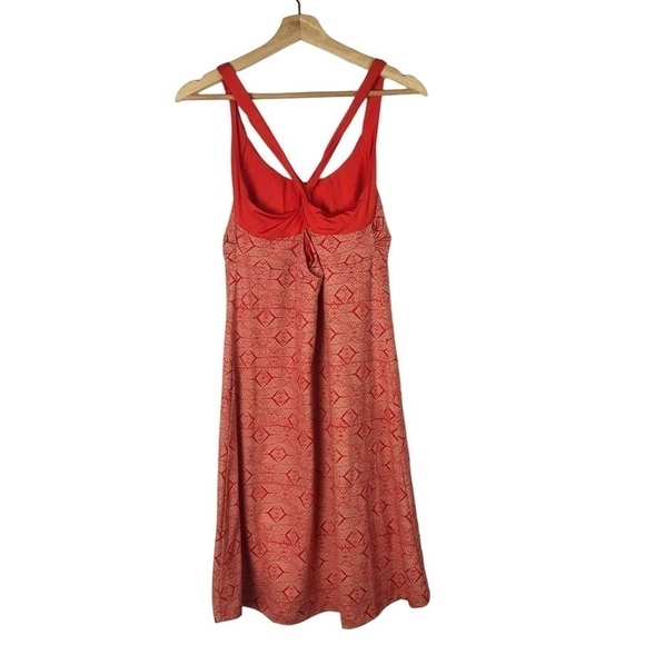 Patagonia Morning Glory Red Printed Cross Back Mini Dress M - Picture 3 of 5